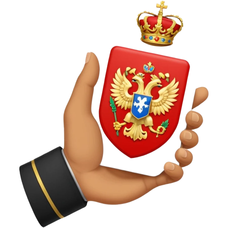 военный билет в руке крассный без человека, просто рука и в ней билет русский герб emoji