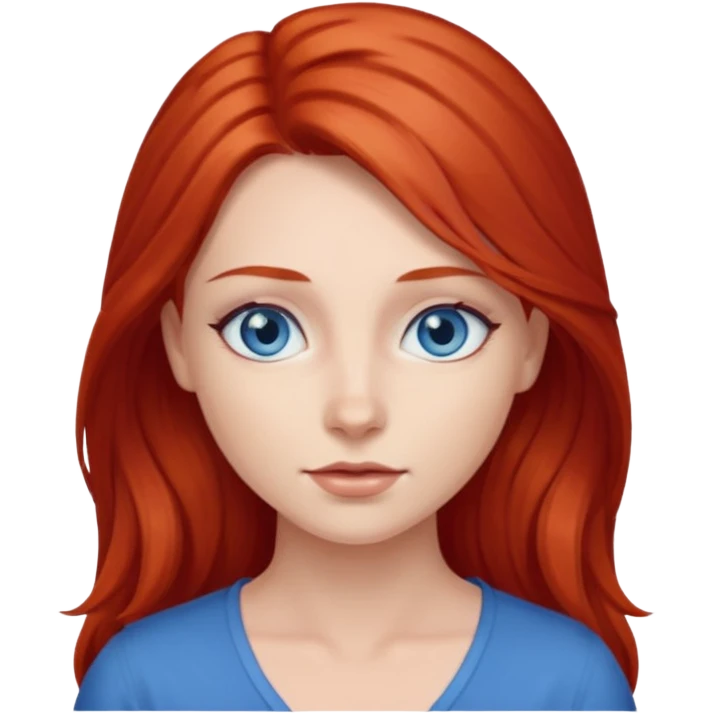 woman with middle to long red hair, blue eyes, fair skin emoji