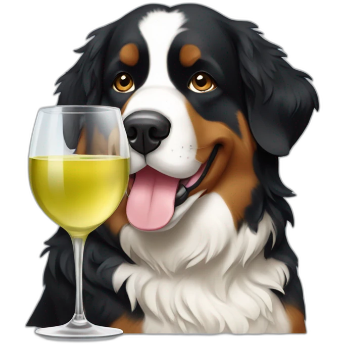 bernese mountain dog drinking white wine emoji