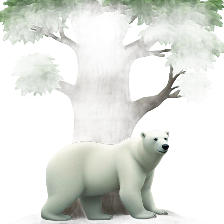 Polar bear with a big tree emoji