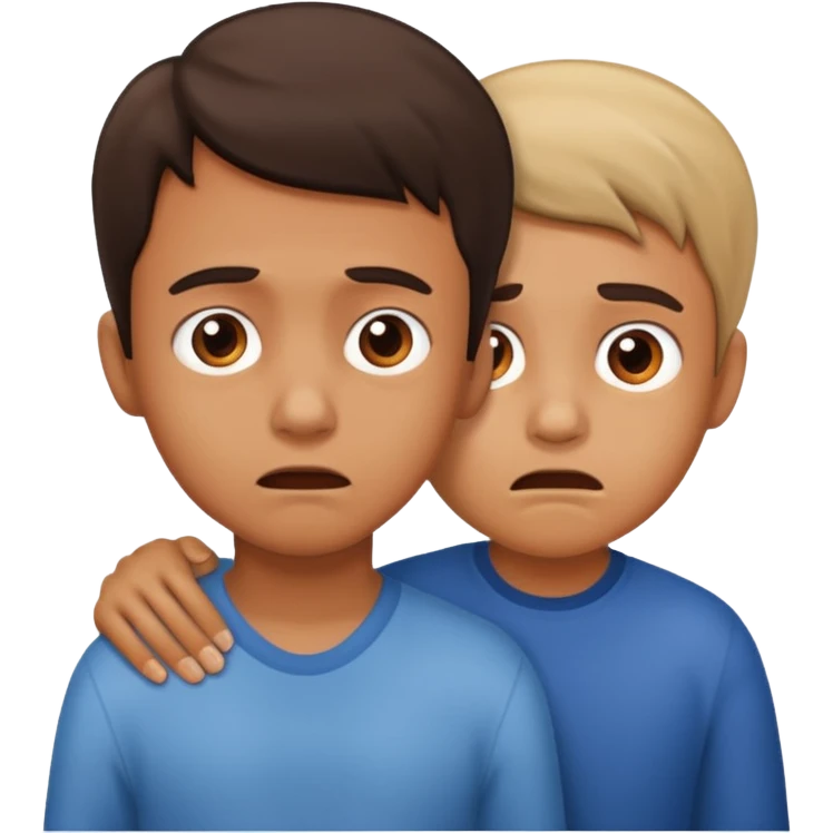 a scared child with a man behind the back emoji