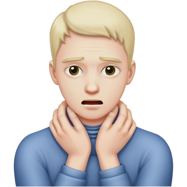 Strangling your own neck with two hands emoji