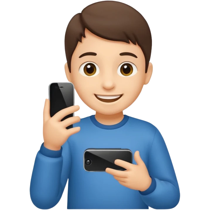 un niño de entre 3 - 10 años jugando con su celular emoji