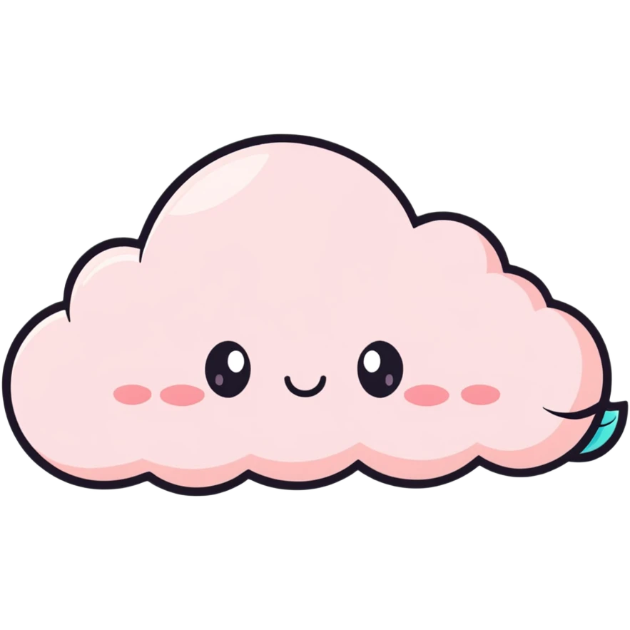 soft kawaii cloud with cute blush and eyelashes emoji