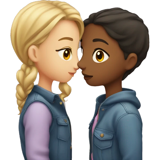 Two girls kissing  emoji