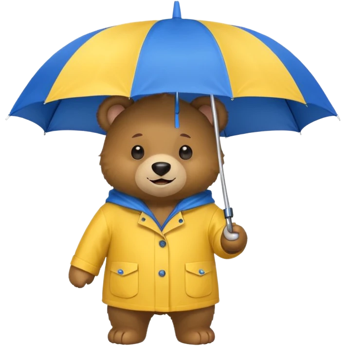 Bear with umbrella, wearing rain coat emoji