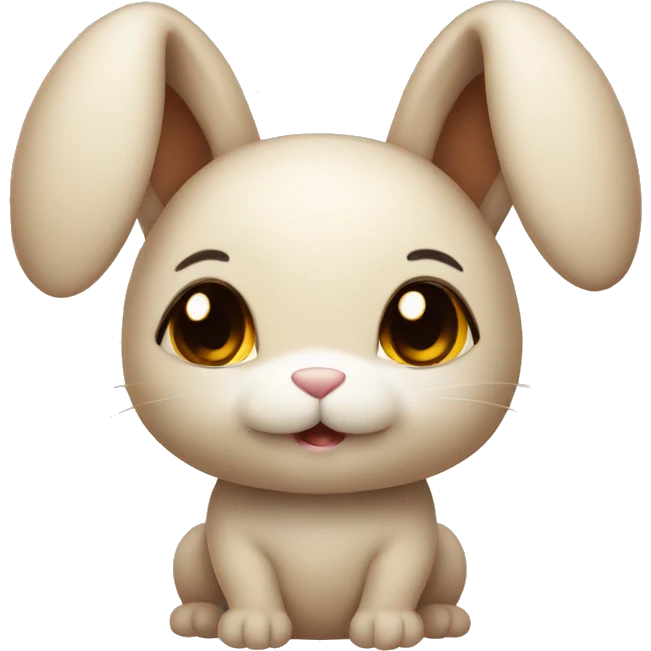 A cute beige bunny with Brown eyes  emoji