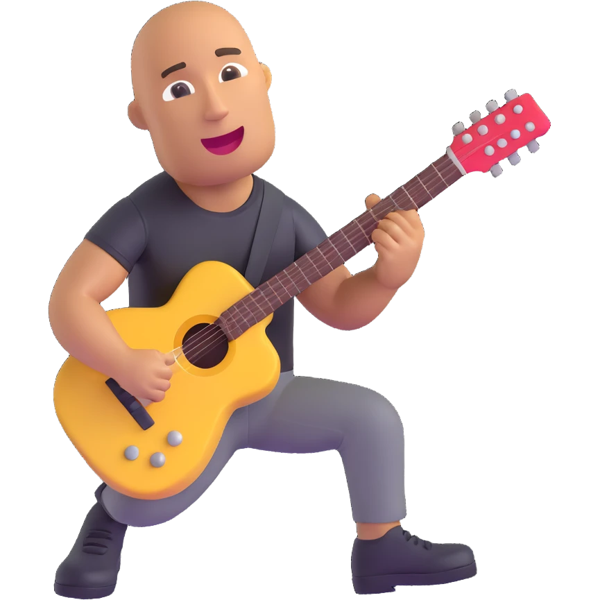 The Rock (Dwayne Johnson) playing a guitar, 3D emoji style emoji