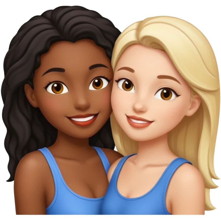 black girl white girl kissing emoji