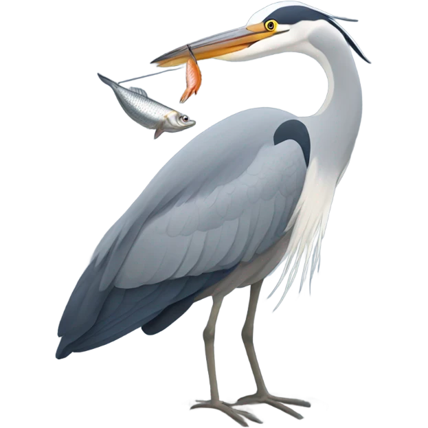 Grey heron eating a fish emoji