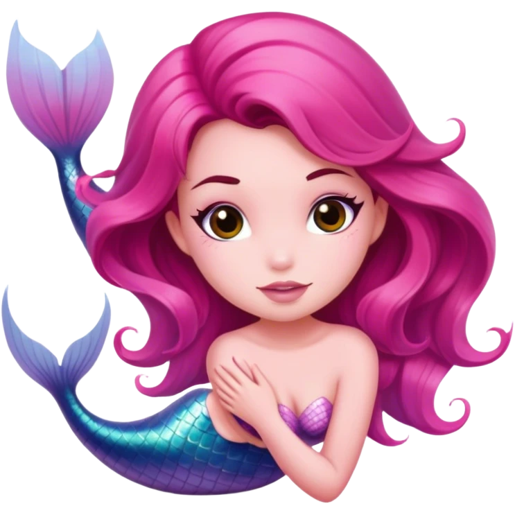 brunette hair pink mermaid  emoji