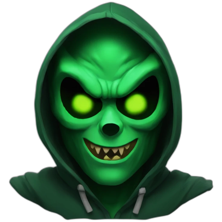 Dominus Green hoddie with demon eyes emoji