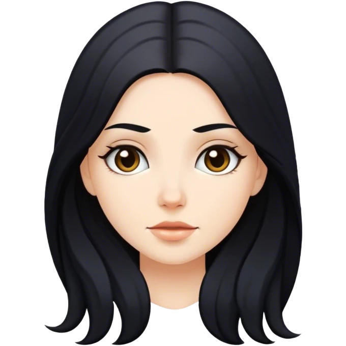 White girl with black long hair emoji
