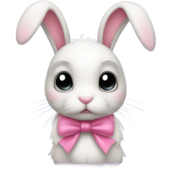a bunny with sad eyes and a pink bow  emoji