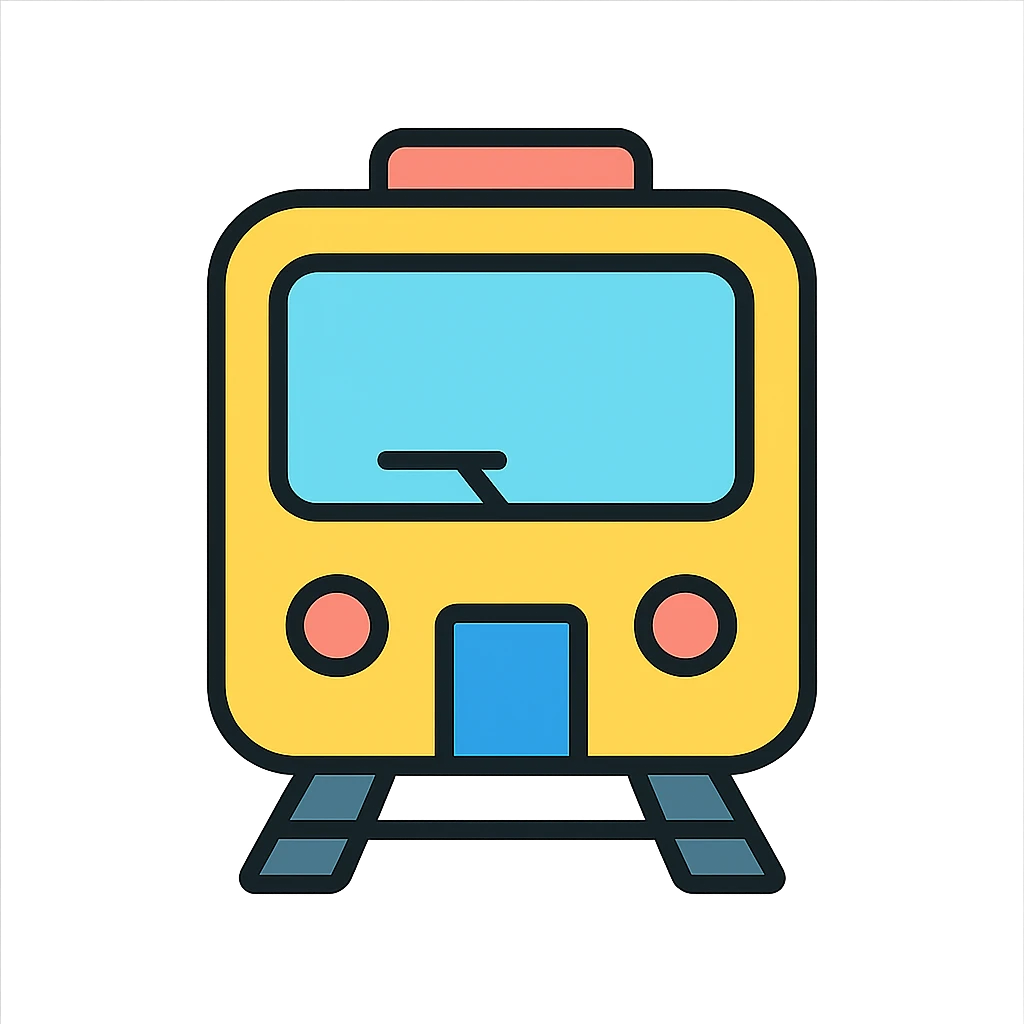 a subway train in color outline style emoji