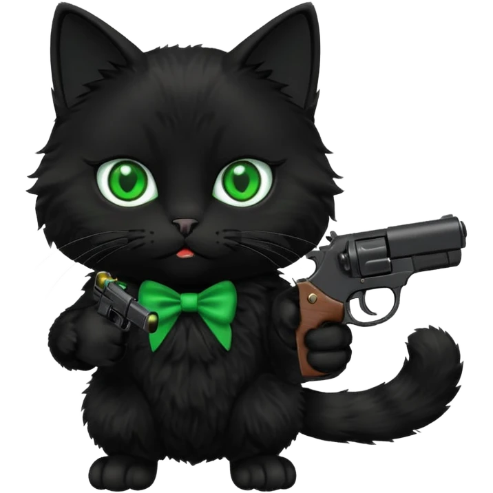black cat pointing a gun at the screen emoji