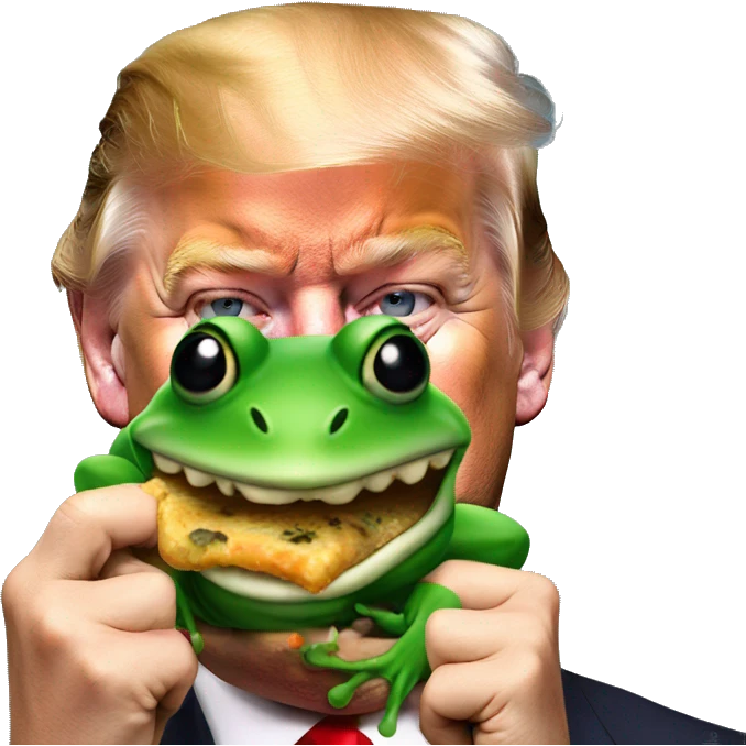 donald trump eating a frog emoji