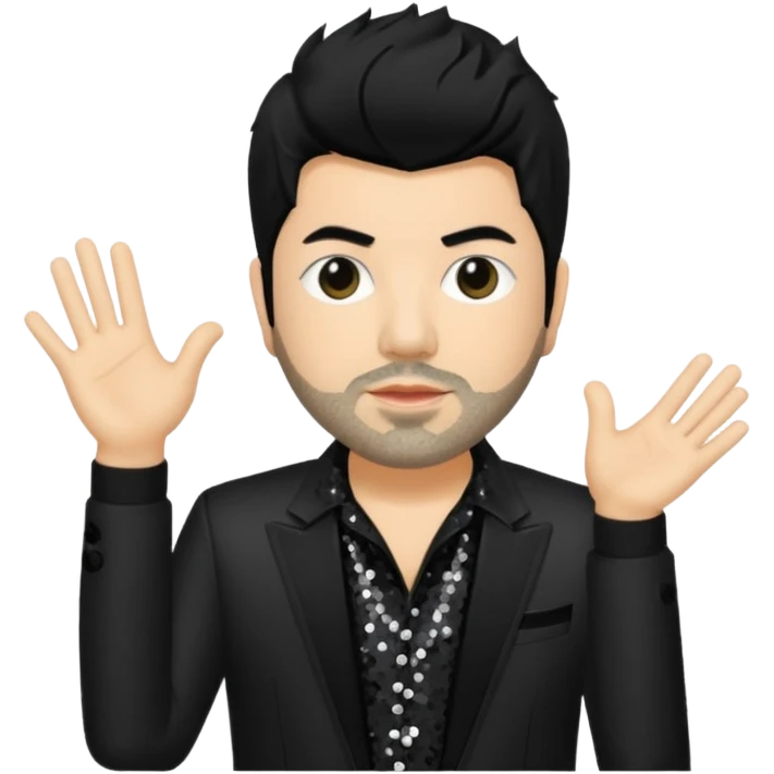 Chino Moreno with black hair, black sequin tour outfit emoji