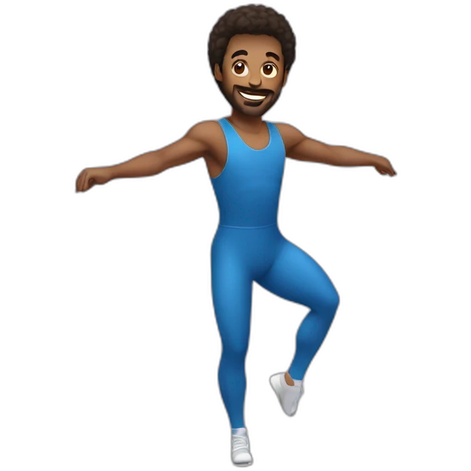 A man wearing a unitard doing aerobics  emoji