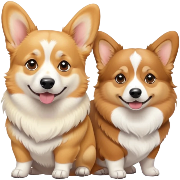 Blonde and brunette corgis emoji