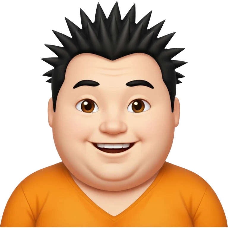 fat spiky haired happy man emoji