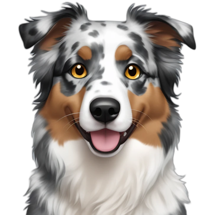 Grey black white Blue Merle Australian shepherd with heterochromia emoji