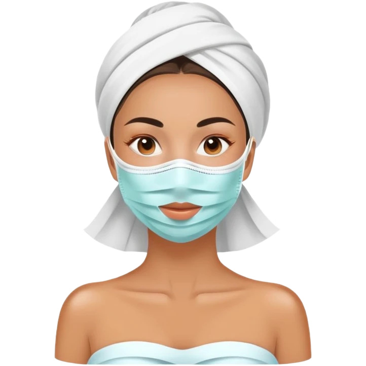 Lady with face mask spa beauty full face relaxing emoji