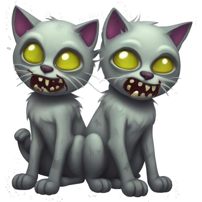 two undead zombie cats emoji