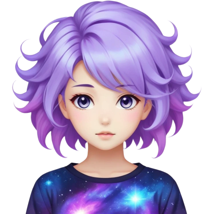 Beautiful gorgeous anime lady with beautiful nebula hair, fashion aesthetic  emoji