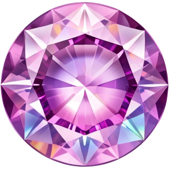 Round cut kunzite gemstone with holographic rainbow reflections, pink-purple crystal gem with brilliant facets emoji