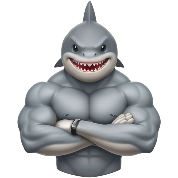 Bodybuilder shark with arms crossed emoji