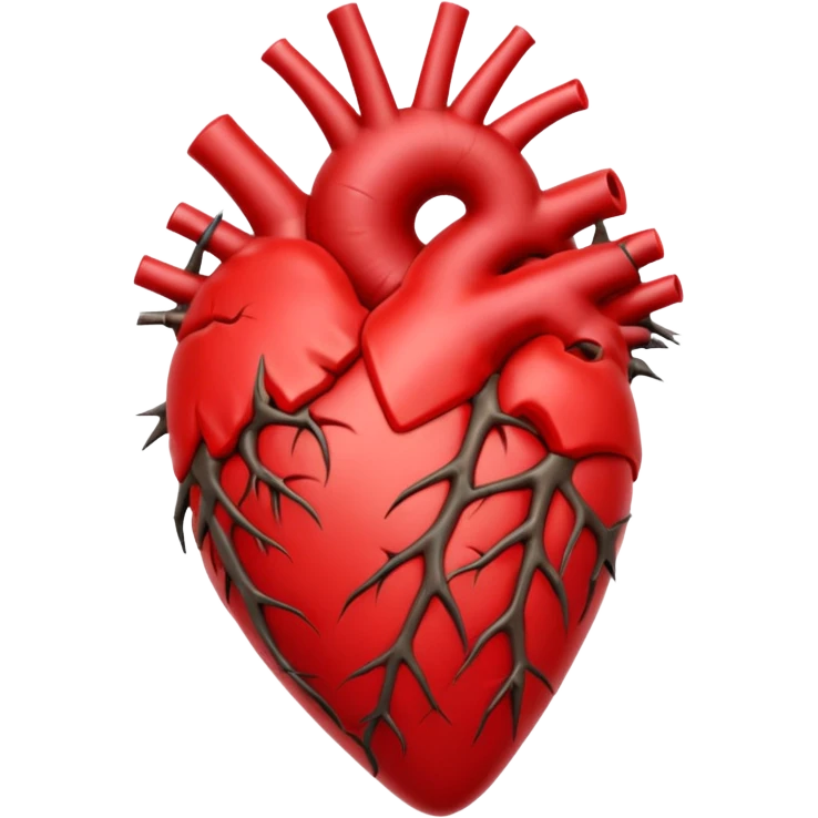 anatomical heart wrapped in thorns emoji