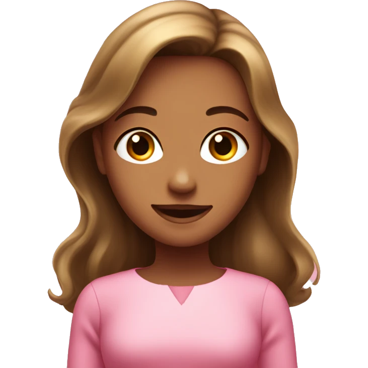 Im  a girl with smooth hair, im having happy face with pink colour frock  emoji
