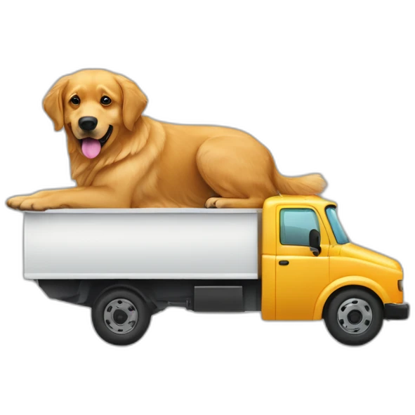 Golden retriever and rottweiller in a moving truck emoji