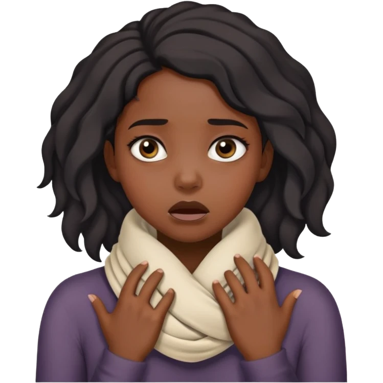 Black girl with her hands wrapped around her neck choking herself emoji