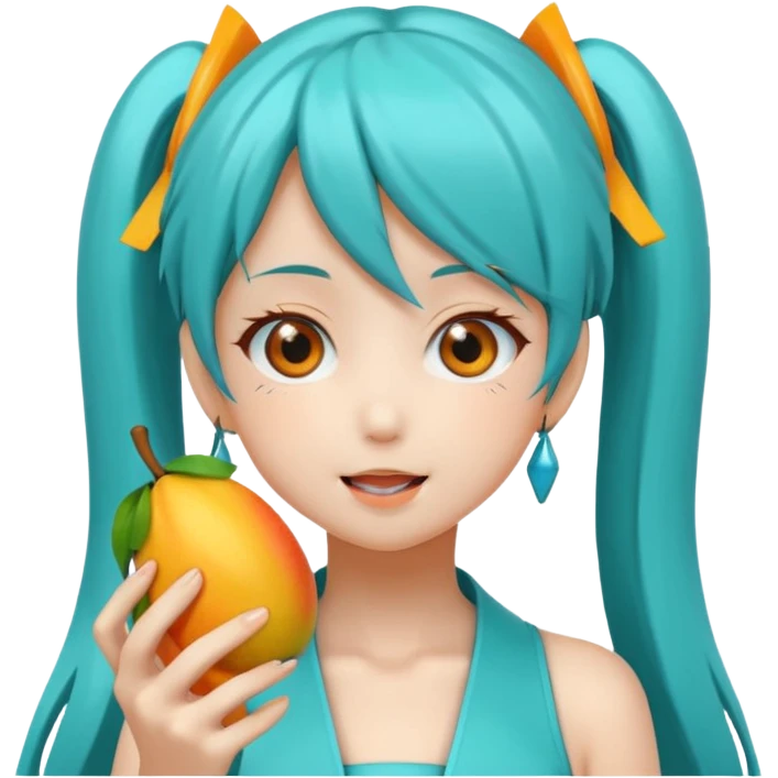 Hatsune miku eating mango emoji