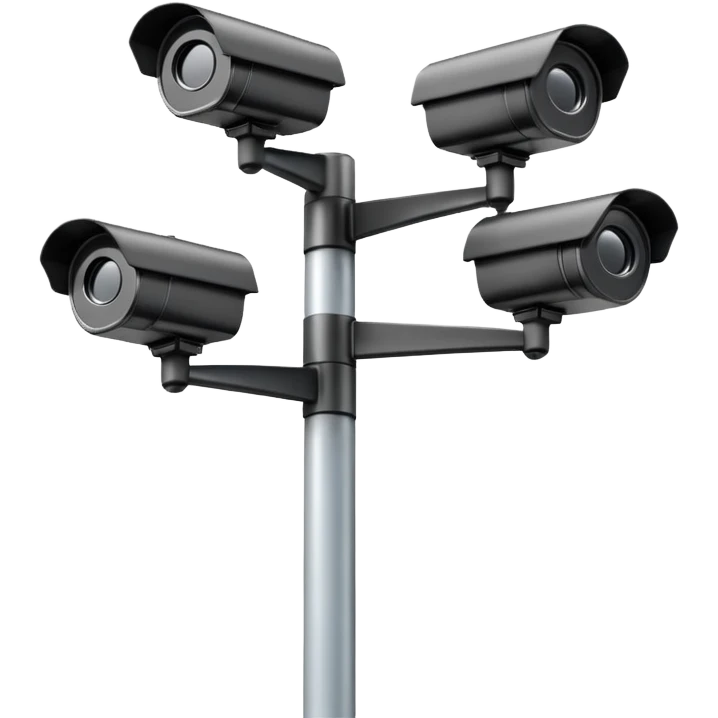 Four cctv cameras linked together on pole emoji