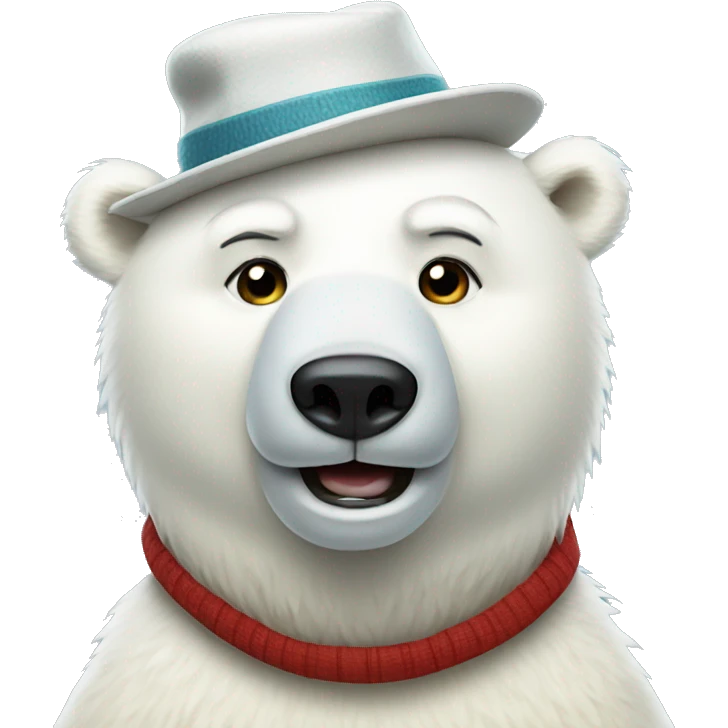 Polar bear with a hat emoji