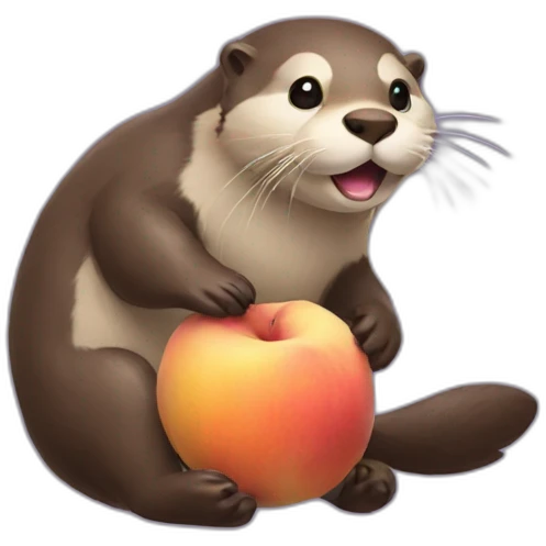 otter eating a big peach emoji