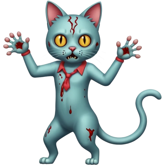 zombie cat full body with action pose emoji