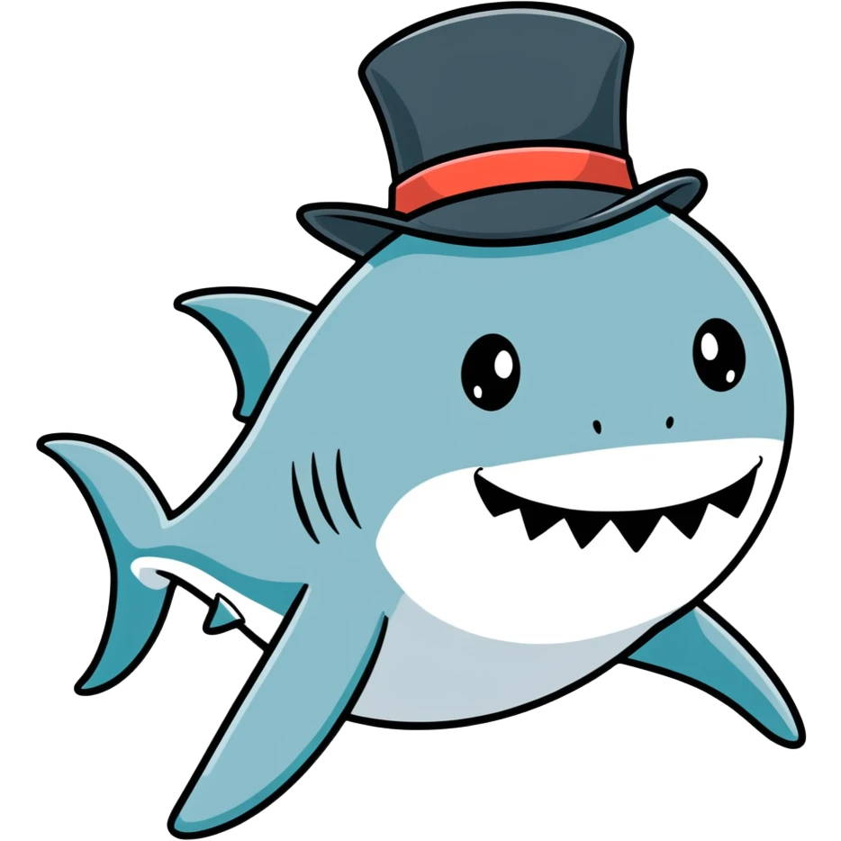 Shark with a top hat emoji