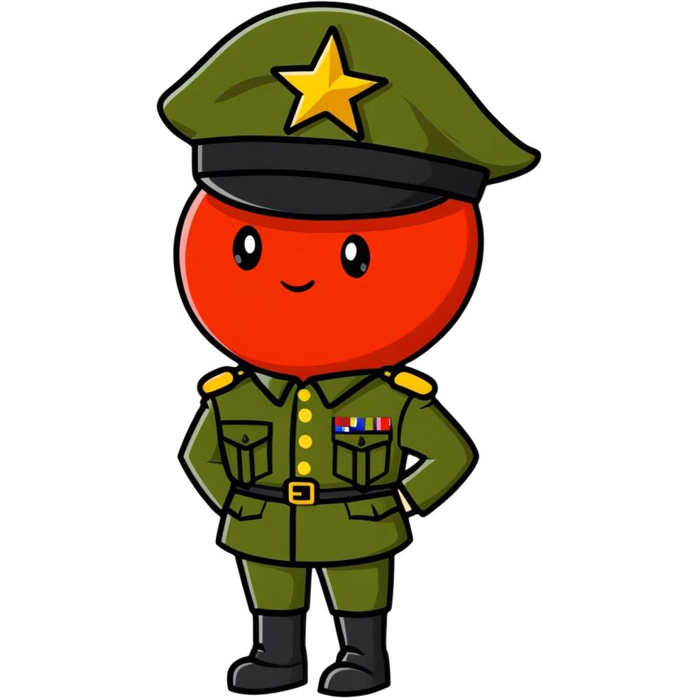 Tomato wearing Napoleon's cocked hat and military officer uniform emoji