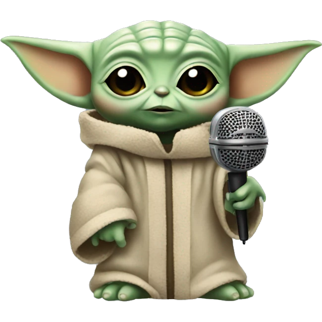 baby yoda with microphone emoji