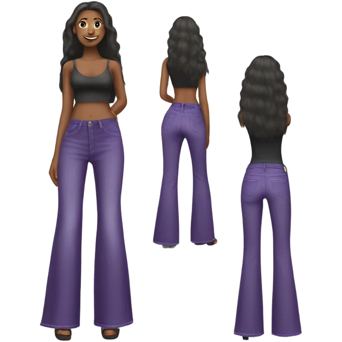 Realistic long Wide leg high waisted purple jeans, isolated emoji