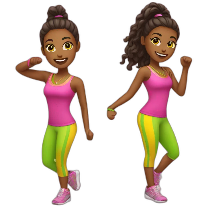 pink green and yellow zumba emoji