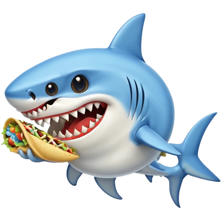 shark wearing a white dress eating a taco emoji