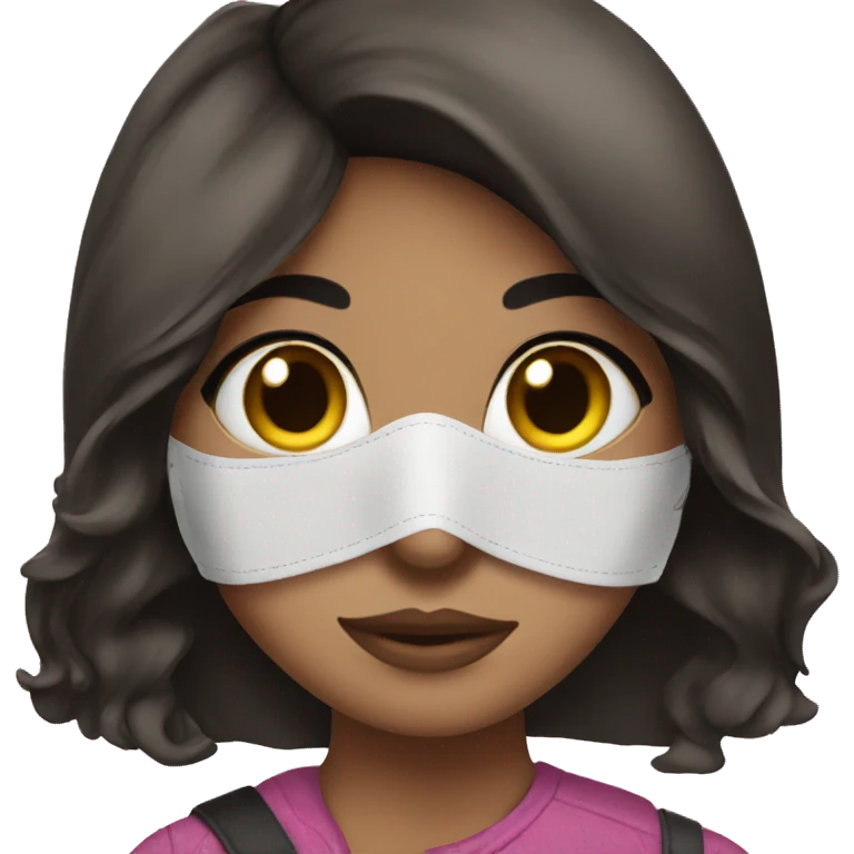 Brunette girl with mask emoji