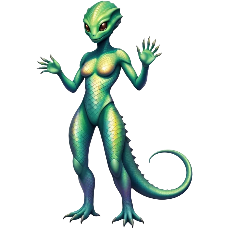 a reptilian alien woman full body emoji