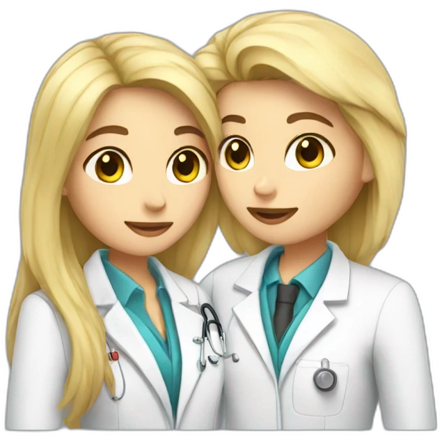 dark hair doctor girl kissing blond hair engineer emoji