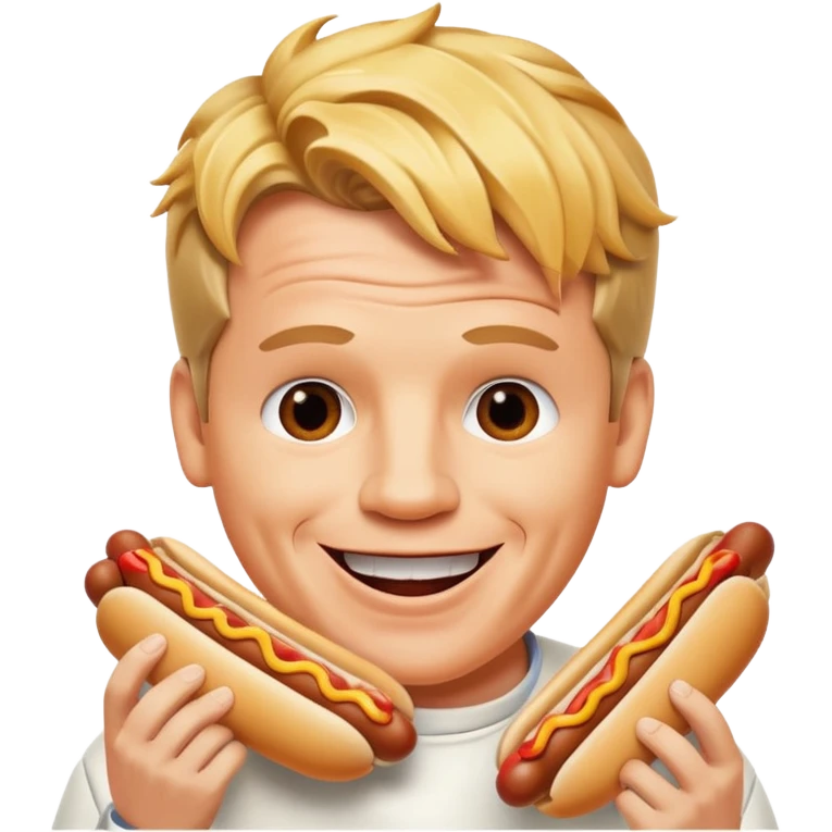 gordon ramsay eat a hotdog, happy smile emoji